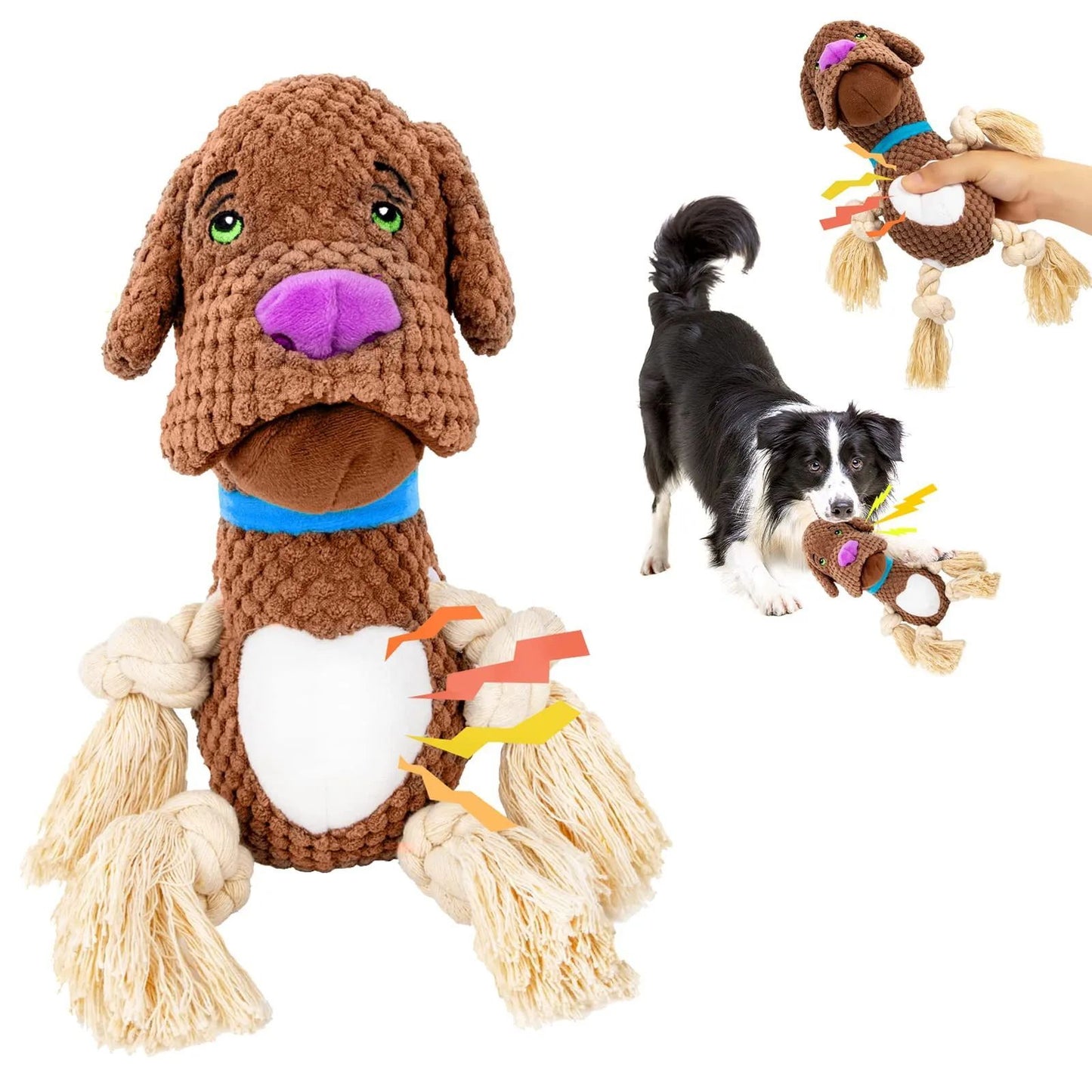 Plush Shell Dog Toy – Bite-Resistant Squeaky Chew Toy with Crinkle Paper for Puppies & Large Dogs