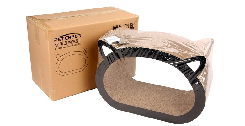 Cat Head Shaped Scratcher – Cute Cardboard Cat Scratching Board with Catnip for Indoor Cats