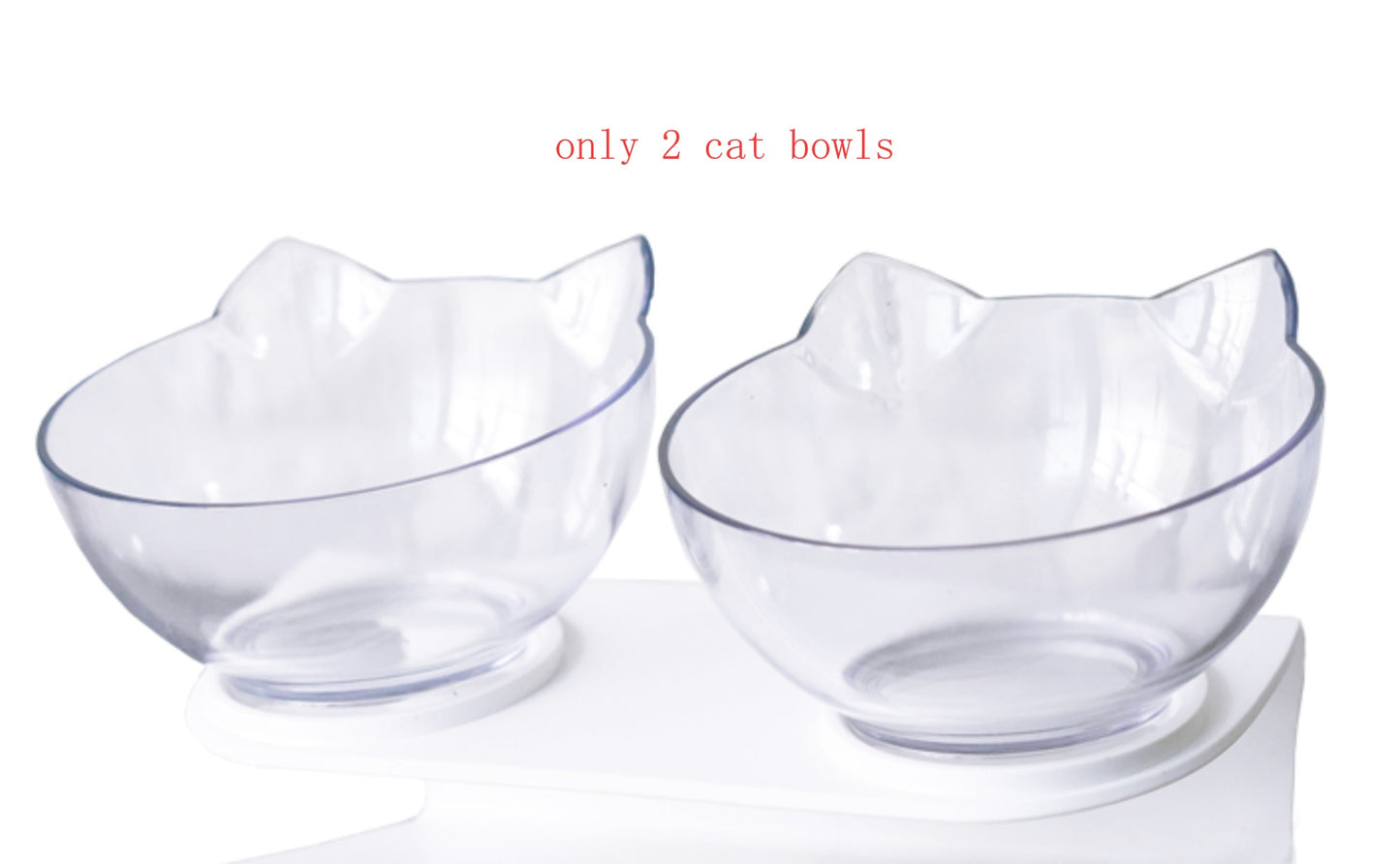 Elevated Cat Ear Pet Bowl – Transparent Tilted Single Food Dish for Cats and Small Pets
