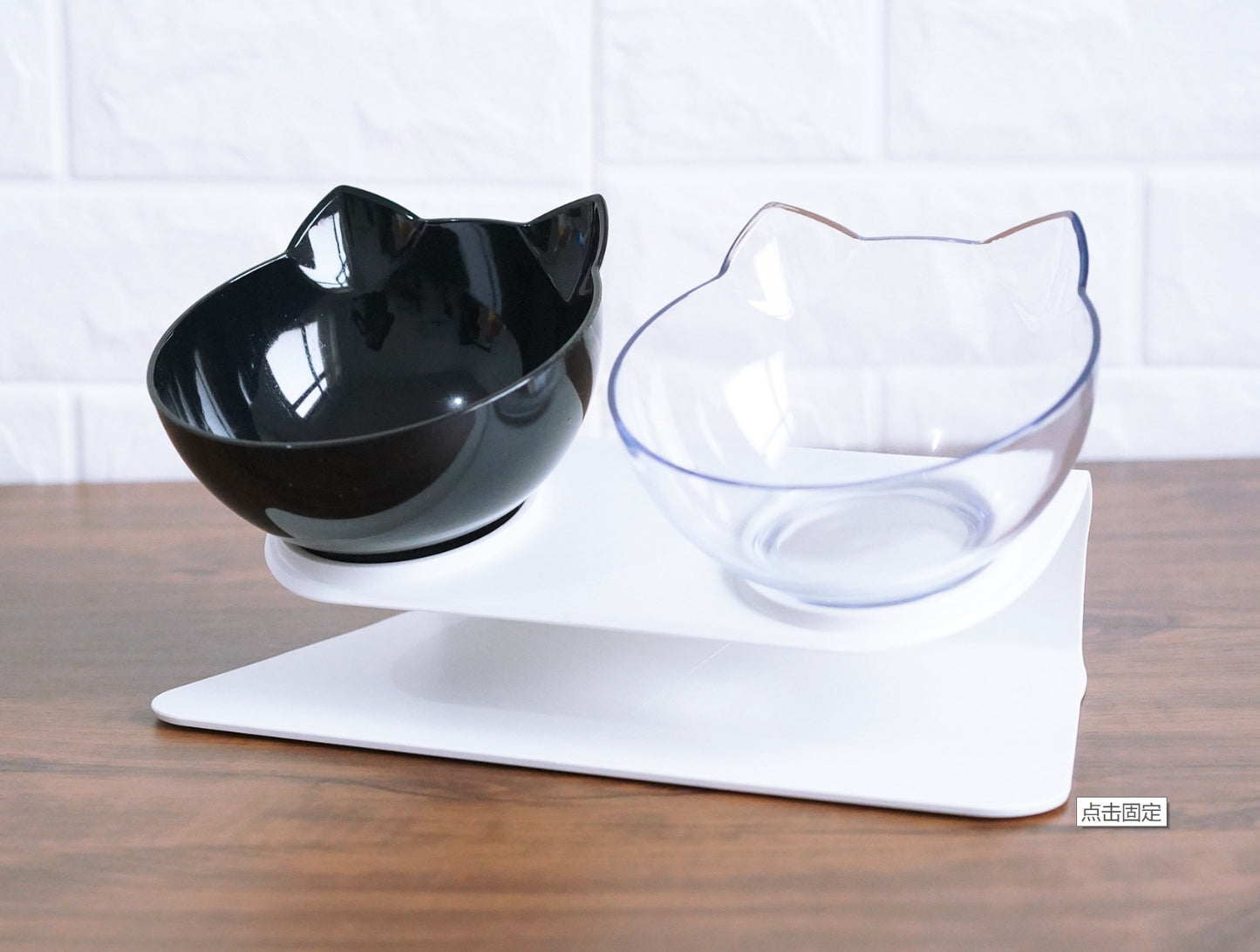 Elevated Cat Ear Pet Bowl – Transparent Tilted Single Food Dish for Cats and Small Pets