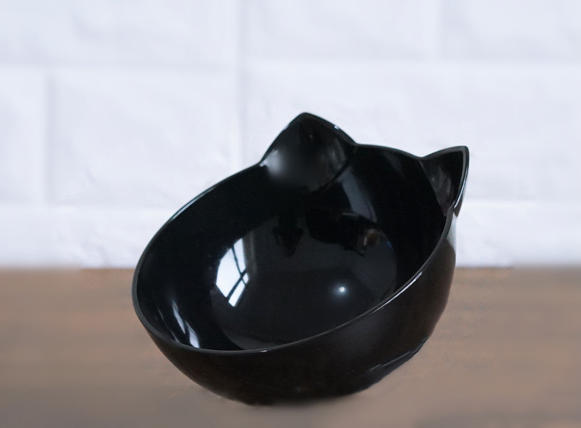 Elevated Cat Ear Pet Bowl – Transparent Tilted Single Food Dish for Cats and Small Pets