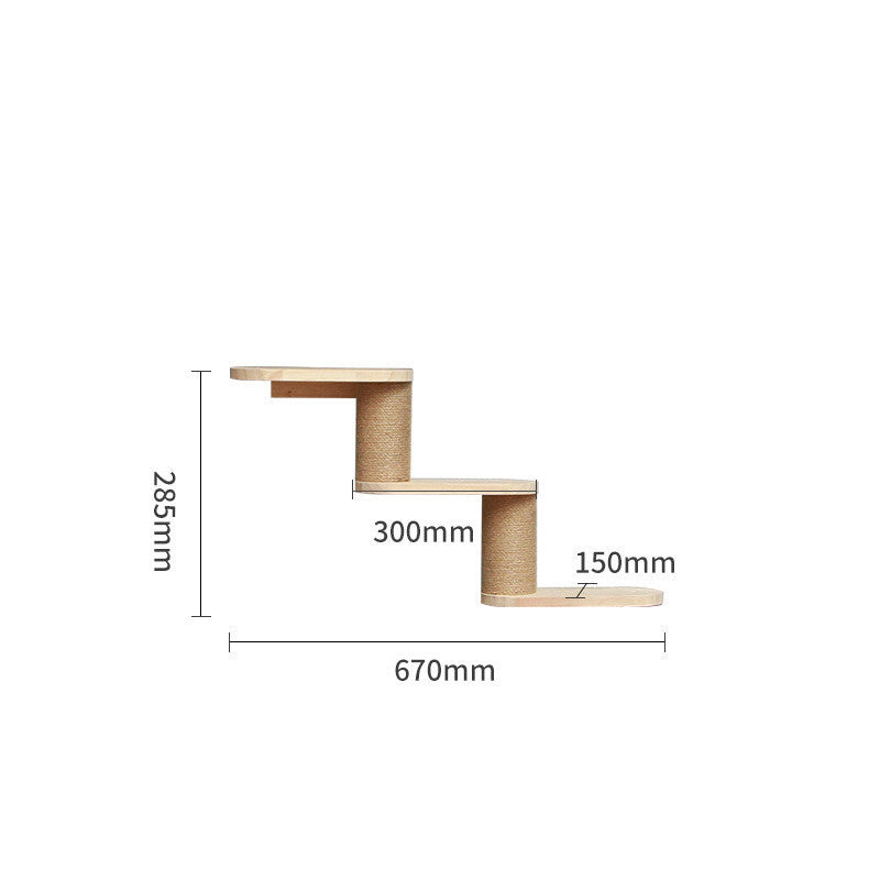 Wall Mounted Cat Climbing Shelf Set – Solid Wood Cat Wall Furniture with Platforms & Ladder, Space-Saving Cat Playground