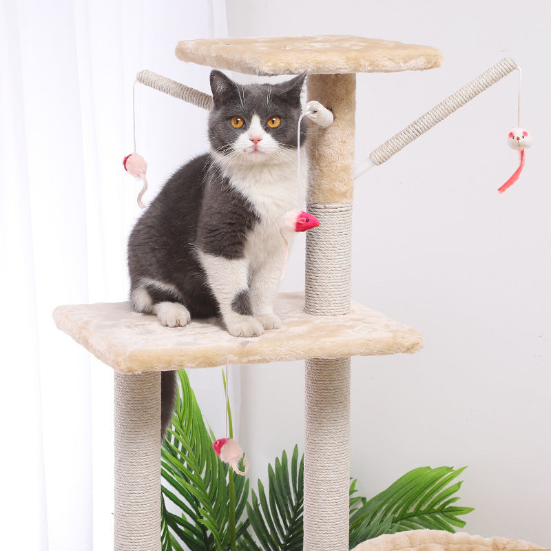 Cat Climber with Cozy Cat House – Multi-Level Indoor Cat Tree Tower for Climbing, Resting & Scratching