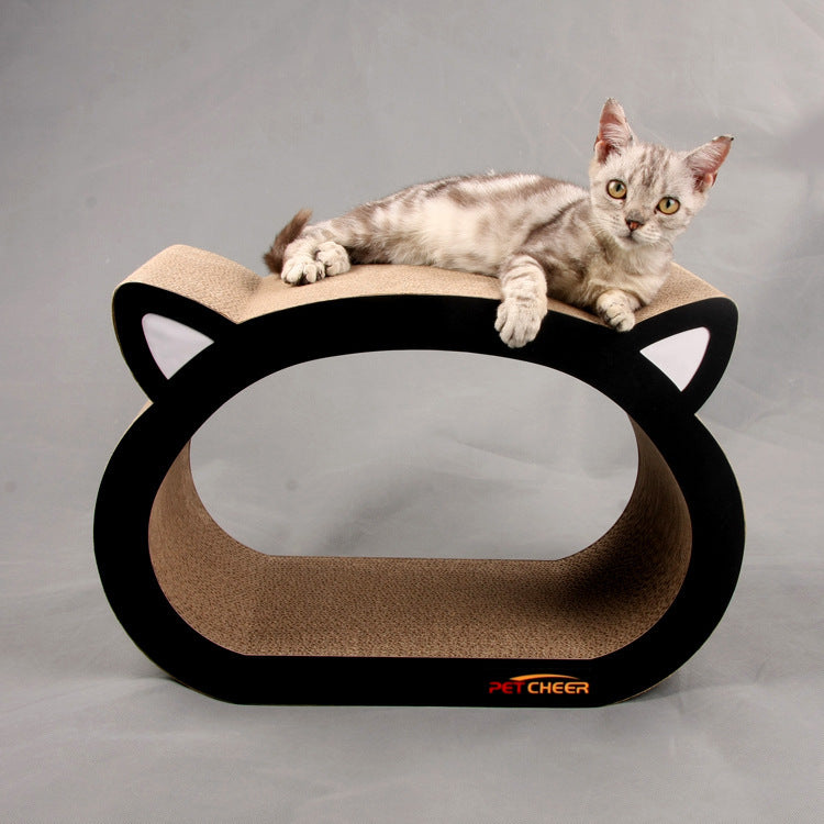 Cat Head Shaped Scratcher – Cute Cardboard Cat Scratching Board with Catnip for Indoor Cats