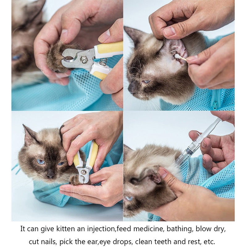 Adjustable Cat Grooming Bag – Soft Mesh Shower & Nail Trimming Holder for Safe Bathing and Care