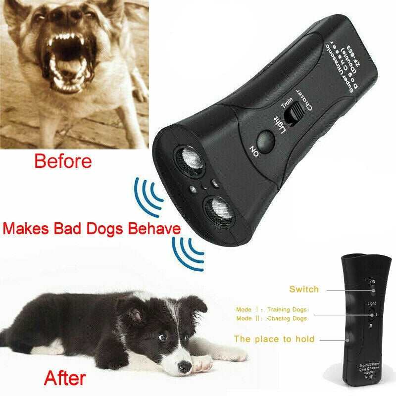 3-in-1 Anti Barking Dog Training Device – Ultrasonic Dog Repeller with LED Flashlight & Safe Pet Behavior Correction Tool