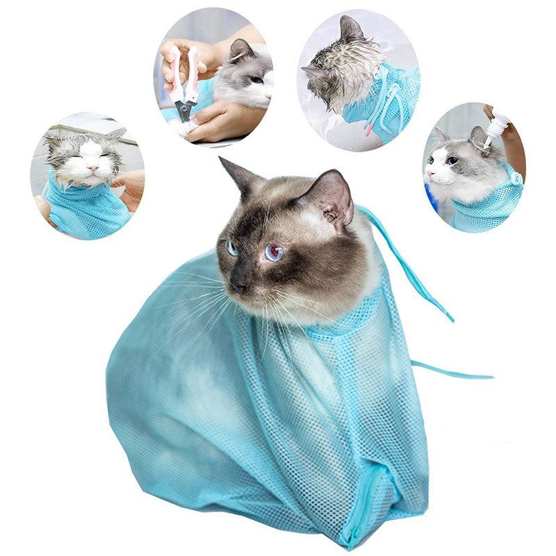 Adjustable Cat Grooming Bag – Soft Mesh Shower & Nail Trimming Holder for Safe Bathing and Care