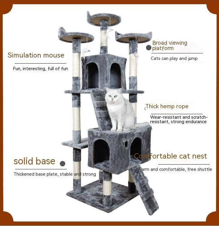 Large Multi-Level Cat Tree Tower – Heavy Duty Cat Climbing Frame with Sisal Scratching Posts & Jumping Platforms for Indoor Cats