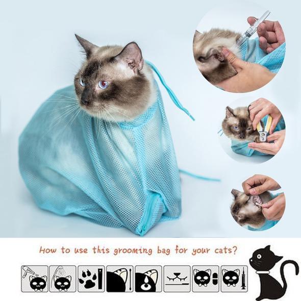 Adjustable Cat Grooming Bag – Soft Mesh Shower & Nail Trimming Holder for Safe Bathing and Care