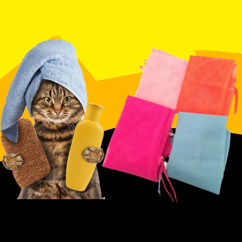 Adjustable Cat Grooming Bag – Soft Mesh Shower & Nail Trimming Holder for Safe Bathing and Care