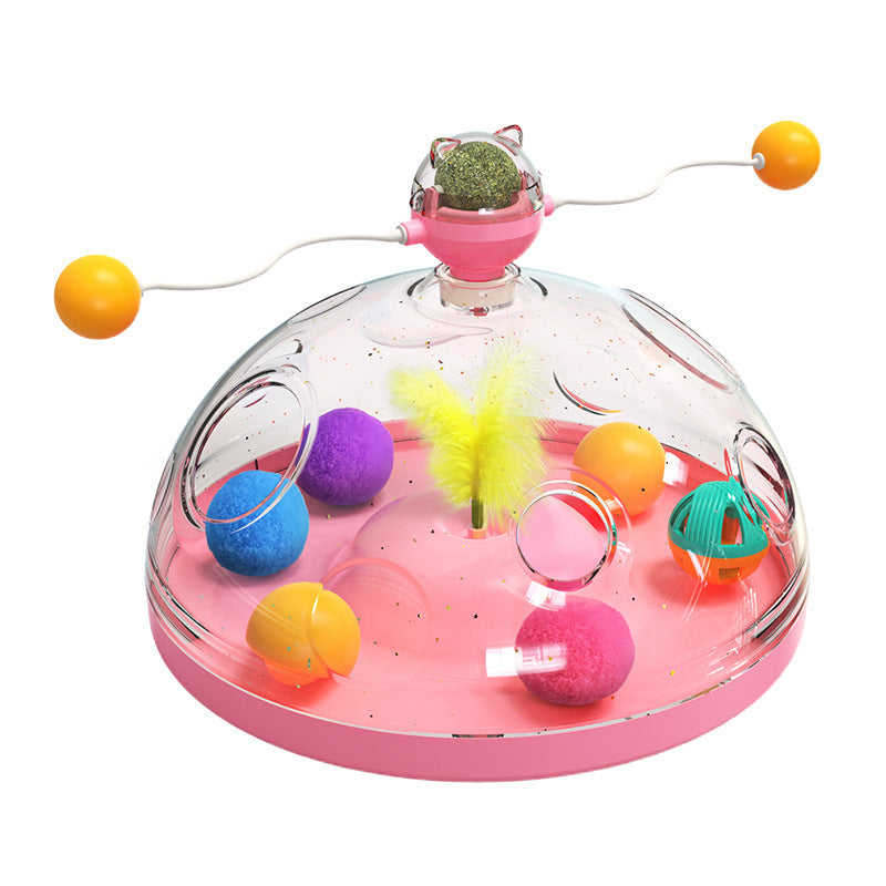 Interactive Windmill Cat Toy – Multifunctional Turntable with Catnip & Luminous Ball for Indoor Play and Mental Stimulation