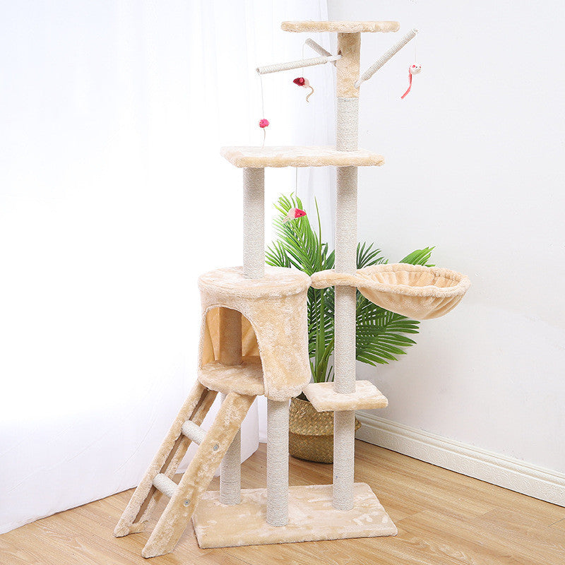 Cat Climber with Cozy Cat House – Multi-Level Indoor Cat Tree Tower for Climbing, Resting & Scratching