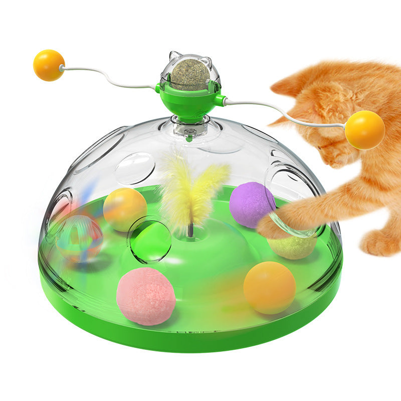 Interactive Windmill Cat Toy – Multifunctional Turntable with Catnip & Luminous Ball for Indoor Play and Mental Stimulation