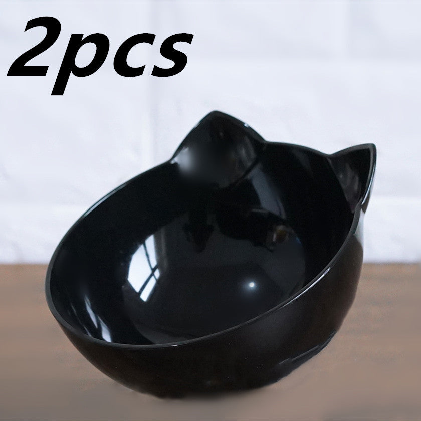 Elevated Cat Ear Pet Bowl – Transparent Tilted Single Food Dish for Cats and Small Pets