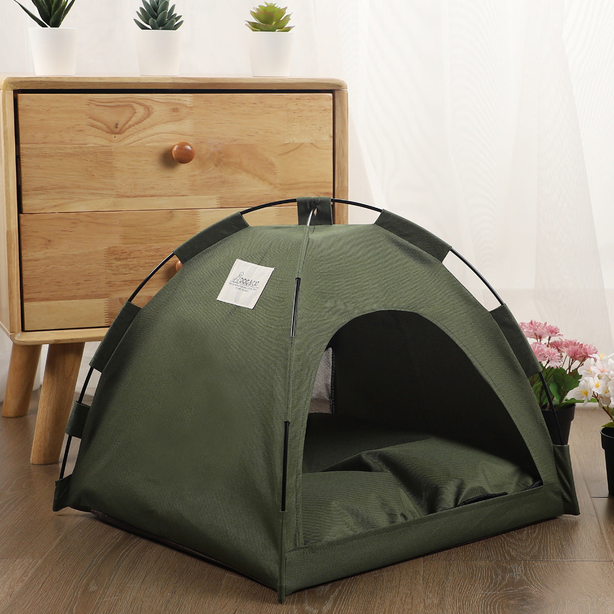 Cat Tent with Cooling Mat – Indoor Dog House Pet Sofa, Camping-Style Bed with Cushion for Cats & Small Dogs