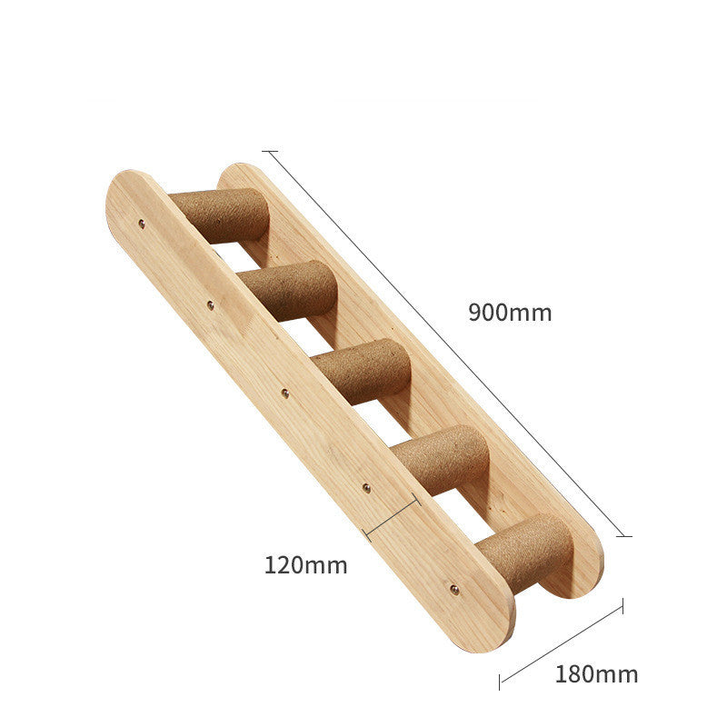 Wall Mounted Cat Climbing Shelf Set – Solid Wood Cat Wall Furniture with Platforms & Ladder, Space-Saving Cat Playground