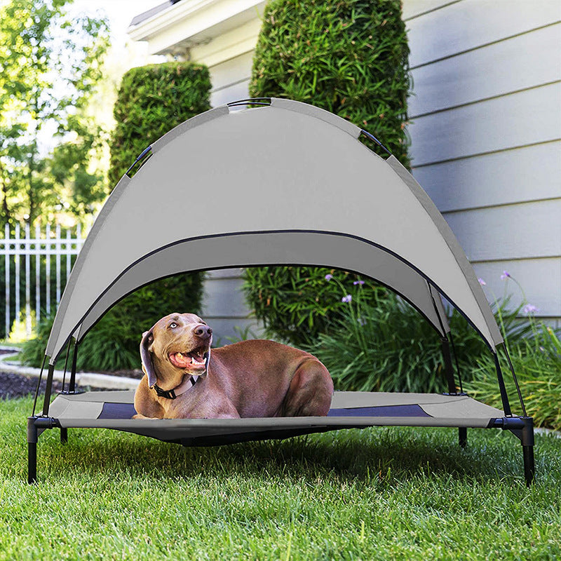 Outdoor Pet Camping Bed with Canopy – Elevated Covered Loft Bed for Dogs & Cats, Sunshade Tent for Travel & Backyard Use