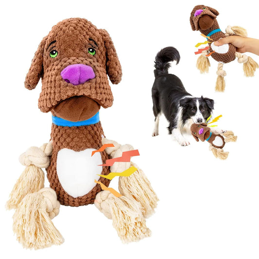 Plush Shell Dog Toy – Bite-Resistant Squeaky Chew Toy with Crinkle Paper for Puppies & Large Dogs