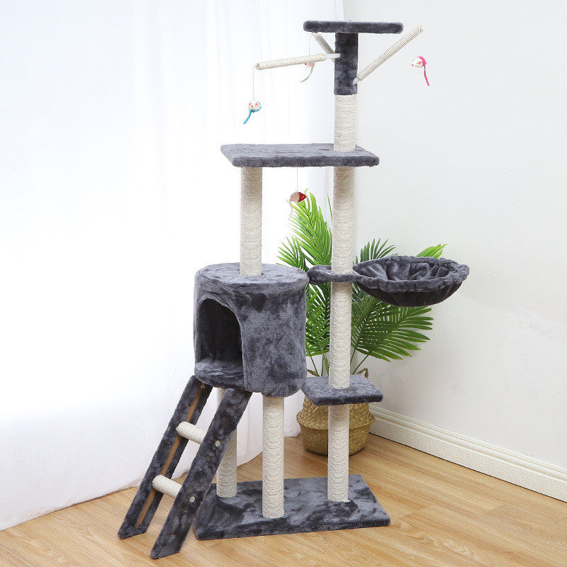 Cat Climber with Cozy Cat House – Multi-Level Indoor Cat Tree Tower for Climbing, Resting & Scratching
