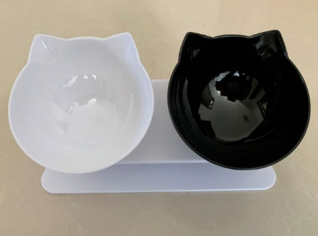 Elevated Cat Ear Pet Bowl – Transparent Tilted Single Food Dish for Cats and Small Pets