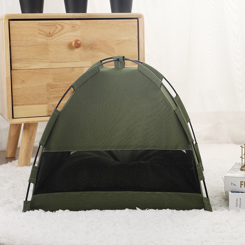 Cat Tent with Cooling Mat – Indoor Dog House Pet Sofa, Camping-Style Bed with Cushion for Cats & Small Dogs