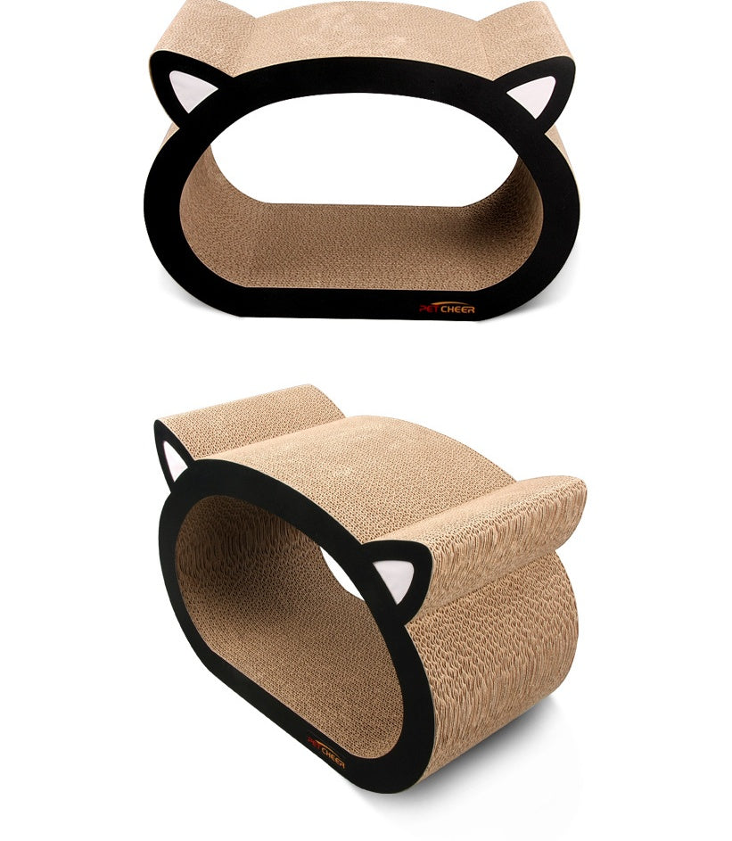 Cat Head Shaped Scratcher – Cute Cardboard Cat Scratching Board with Catnip for Indoor Cats