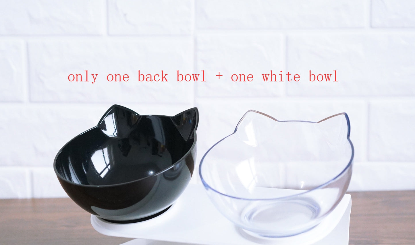 Elevated Cat Ear Pet Bowl – Transparent Tilted Single Food Dish for Cats and Small Pets