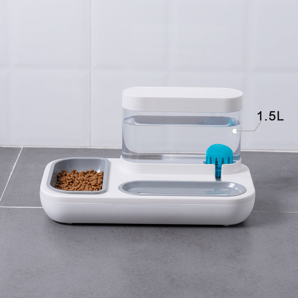 4-in-1 Elevated Cat Water Fountain with Feeder – Automatic Drinking & Feeding Station for Kittens and Puppies, 1.5L Capacity