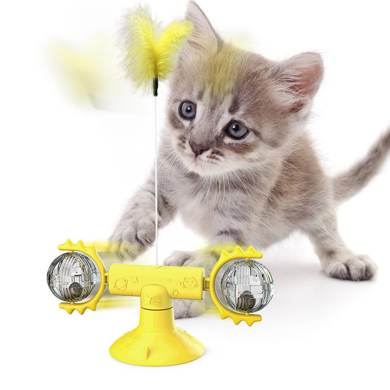 Cat Windmill Toy – Rotating Multi-Function Cat Toy for Itching, Scratching, Teeth Cleaning & Fun