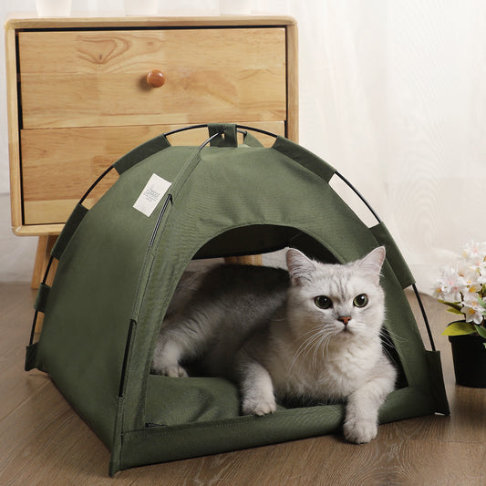 Cat Tent with Cooling Mat – Indoor Dog House Pet Sofa, Camping-Style Bed with Cushion for Cats & Small Dogs