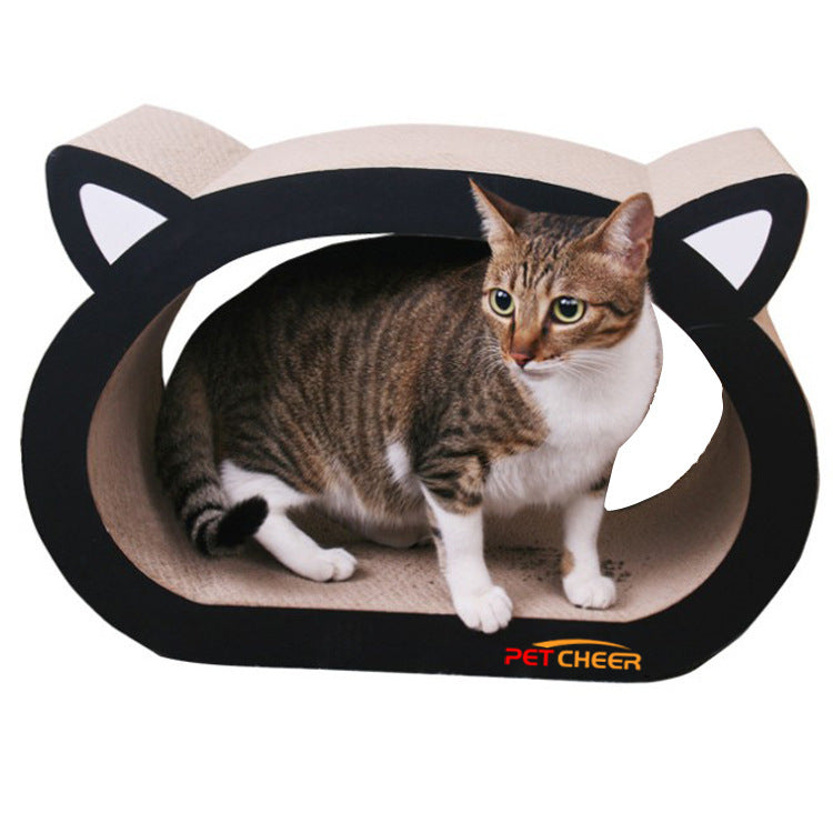 Cat Head Shaped Scratcher – Cute Cardboard Cat Scratching Board with Catnip for Indoor Cats
