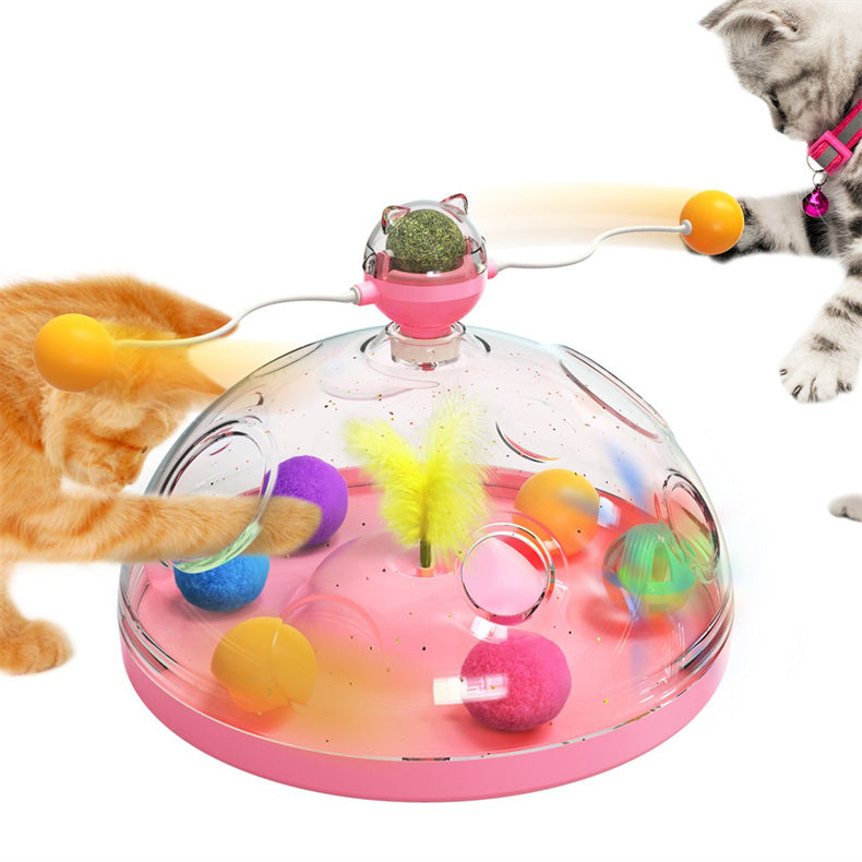 Interactive Windmill Cat Toy – Multifunctional Turntable with Catnip & Luminous Ball for Indoor Play and Mental Stimulation