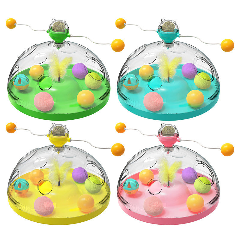 Interactive Windmill Cat Toy – Multifunctional Turntable with Catnip & Luminous Ball for Indoor Play and Mental Stimulation