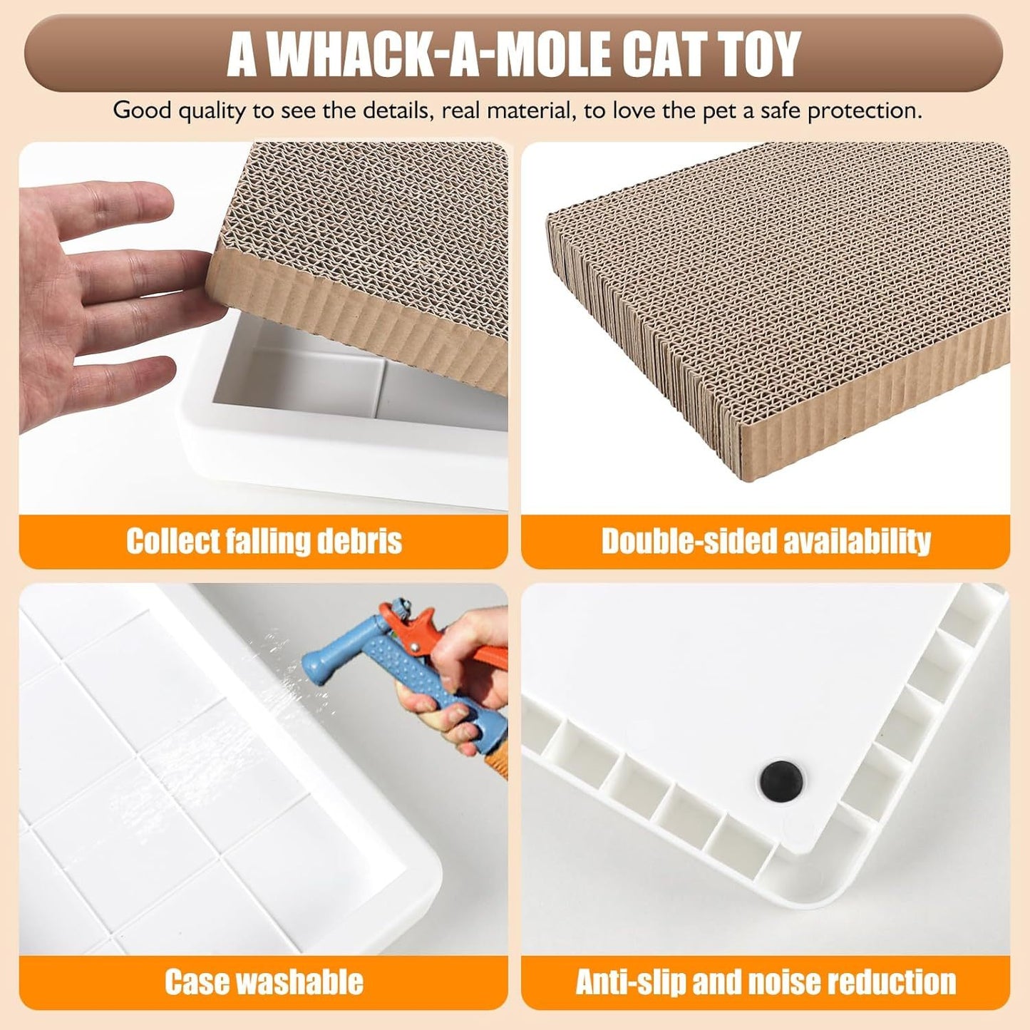 Interactive Whack-a-Mole Cat Scratcher Toy – Cardboard Enrichment Scratching Board for Indoor Cats