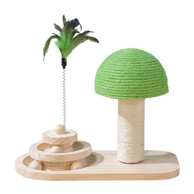 Cat Scratching Post with Sisal Balls – Pet Cat Tree Furniture & Claw Scratcher with Double Teaser Toys