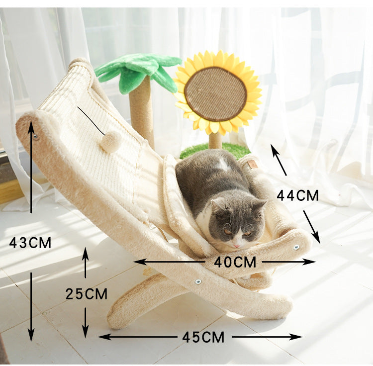 Cat Sofa Bed Sunbathing Lounge – Cozy Elevated Pet Chair for Indoor Cats, Soft Cushion Cat Window Seat Furniture