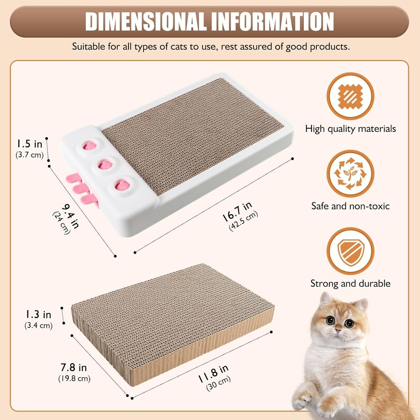 Interactive Whack-a-Mole Cat Scratcher Toy – Cardboard Enrichment Scratching Board for Indoor Cats