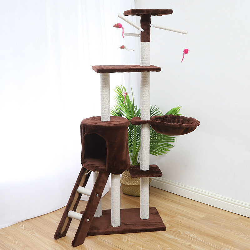 Cat Climber with Cozy Cat House – Multi-Level Indoor Cat Tree Tower for Climbing, Resting & Scratching