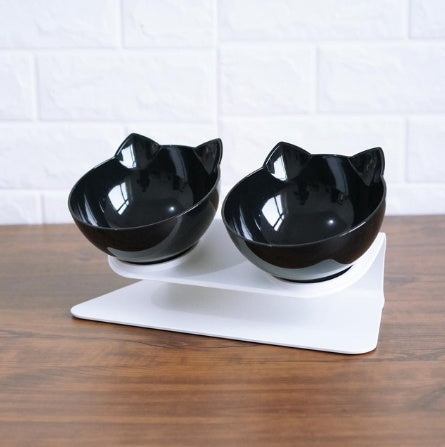Elevated Cat Ear Pet Bowl – Transparent Tilted Single Food Dish for Cats and Small Pets