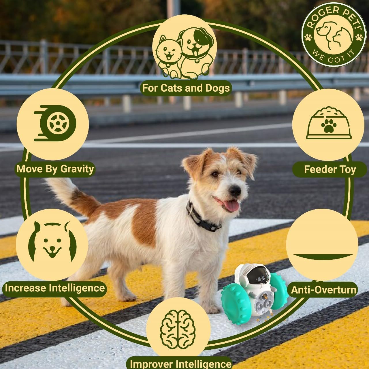 Interactive Treat Dispensing Toy – Durable Food Puzzle Feeder for Small Dogs & Cats, Slow Feeding & IQ Training