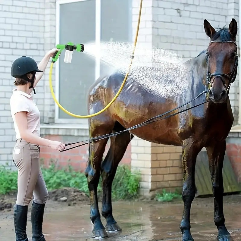 High-Pressure Pet Shower Sprayer with Grooming Brush – Dog Bath Hose for Outdoor Use, Car Wash, Flower Watering