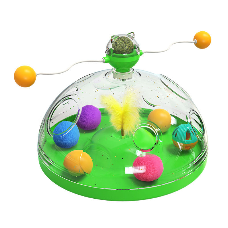 Interactive Windmill Cat Toy – Multifunctional Turntable with Catnip & Luminous Ball for Indoor Play and Mental Stimulation