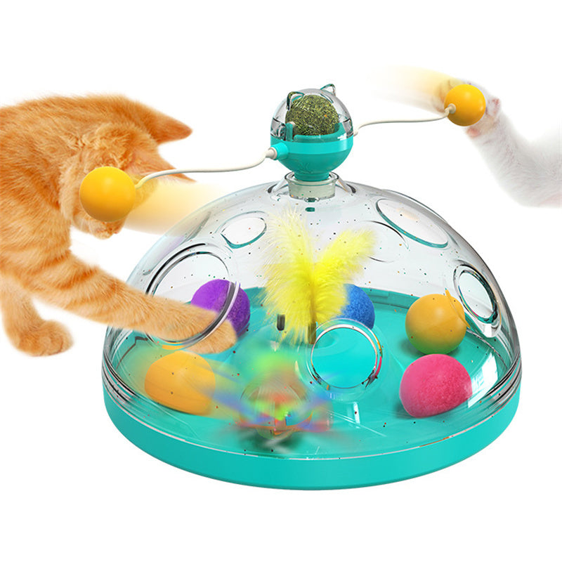 Interactive Windmill Cat Toy – Multifunctional Turntable with Catnip & Luminous Ball for Indoor Play and Mental Stimulation