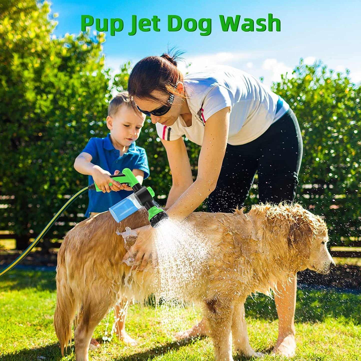 High-Pressure Pet Shower Sprayer with Grooming Brush – Dog Bath Hose for Outdoor Use, Car Wash, Flower Watering