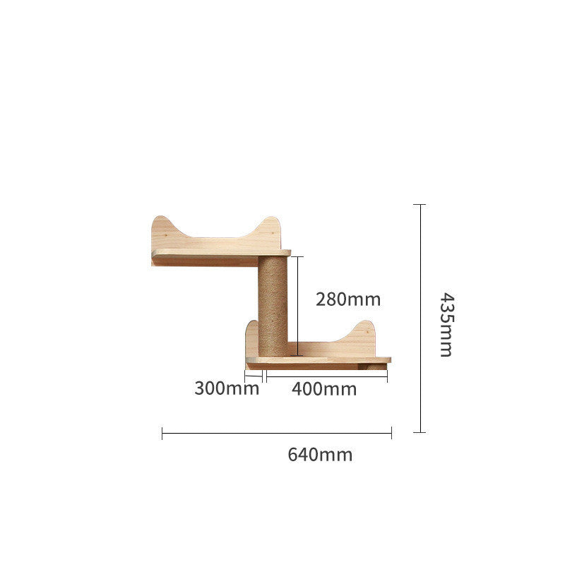 Wall Mounted Cat Climbing Shelf Set – Solid Wood Cat Wall Furniture with Platforms & Ladder, Space-Saving Cat Playground