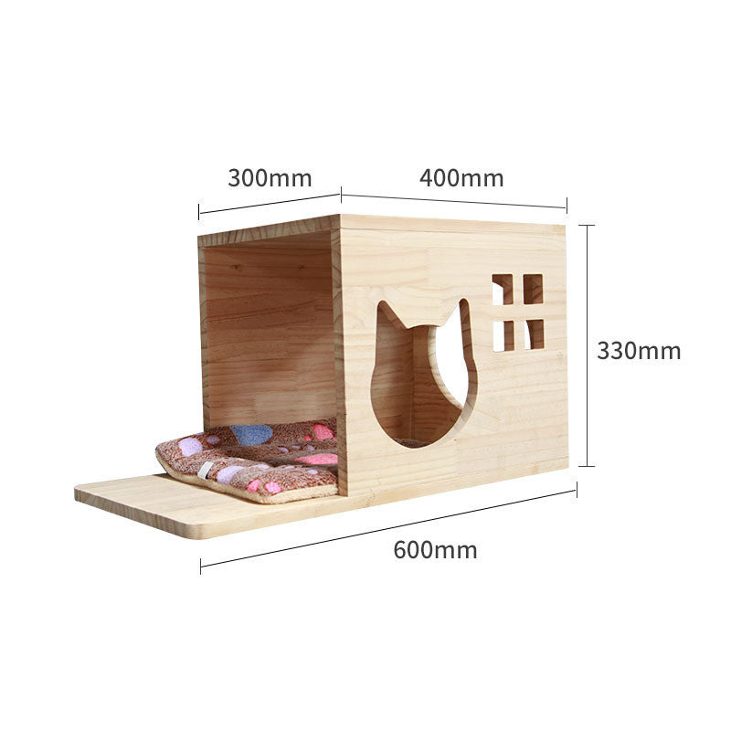 Wall Mounted Cat Climbing Shelf Set – Solid Wood Cat Wall Furniture with Platforms & Ladder, Space-Saving Cat Playground