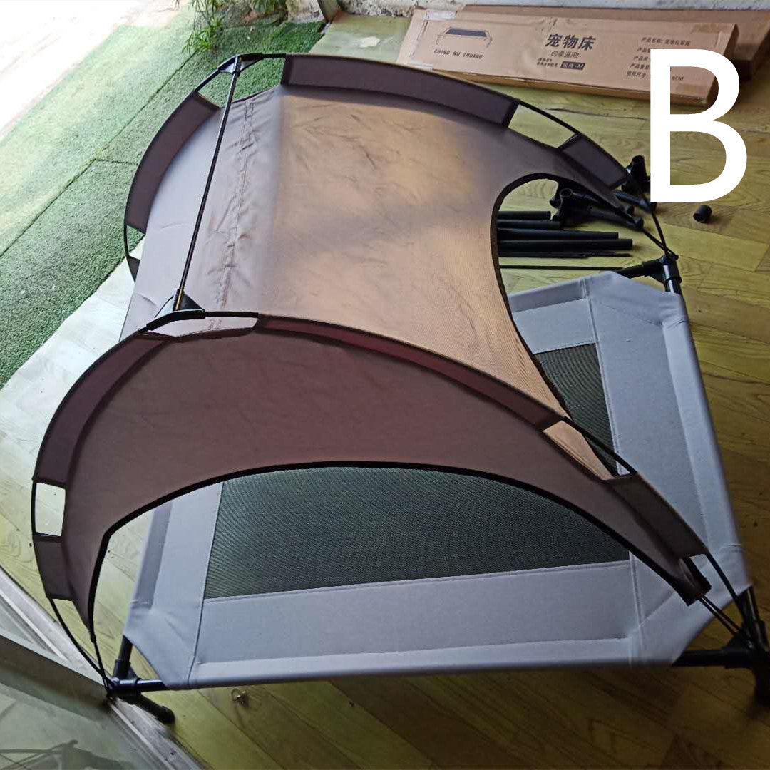Outdoor Pet Camping Bed with Canopy – Elevated Covered Loft Bed for Dogs & Cats, Sunshade Tent for Travel & Backyard Use
