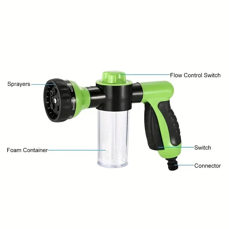 High-Pressure Pet Shower Sprayer with Grooming Brush – Dog Bath Hose for Outdoor Use, Car Wash, Flower Watering
