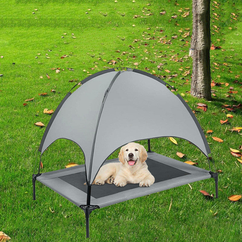 Outdoor Pet Camping Bed with Canopy – Elevated Covered Loft Bed for Dogs & Cats, Sunshade Tent for Travel & Backyard Use