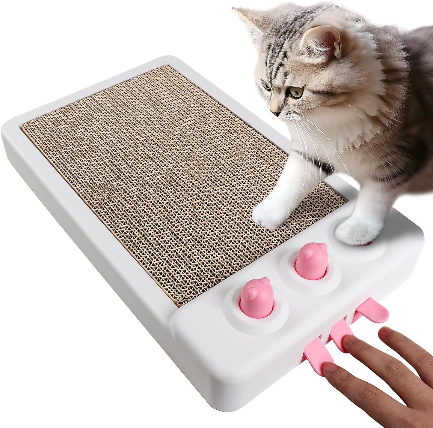 Interactive Whack-a-Mole Cat Scratcher Toy – Cardboard Enrichment Scratching Board for Indoor Cats